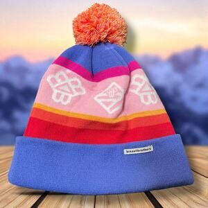 Bissell Brothers Beanie Hat Pom Knit Purple Portland Milo Maine Craft Beer Vtg